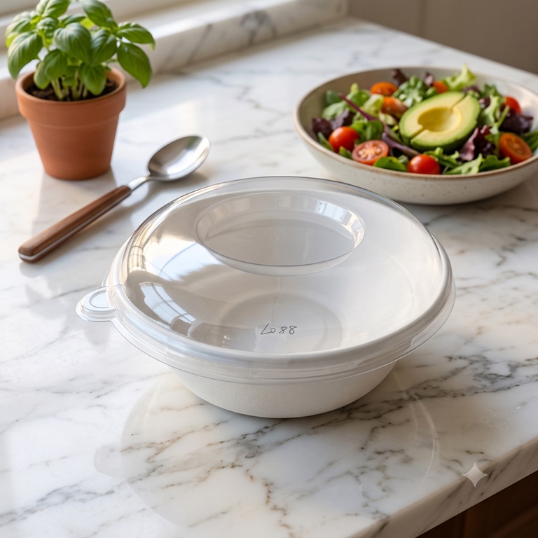1000ML Bagase pulp Bowl with PET /PP Lid for Food Takeaway Packaging